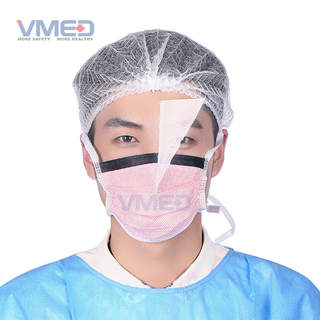 Одноразовая нетканая розовая маска для лица SPP с противотуманной пластиковой защитой для глаз